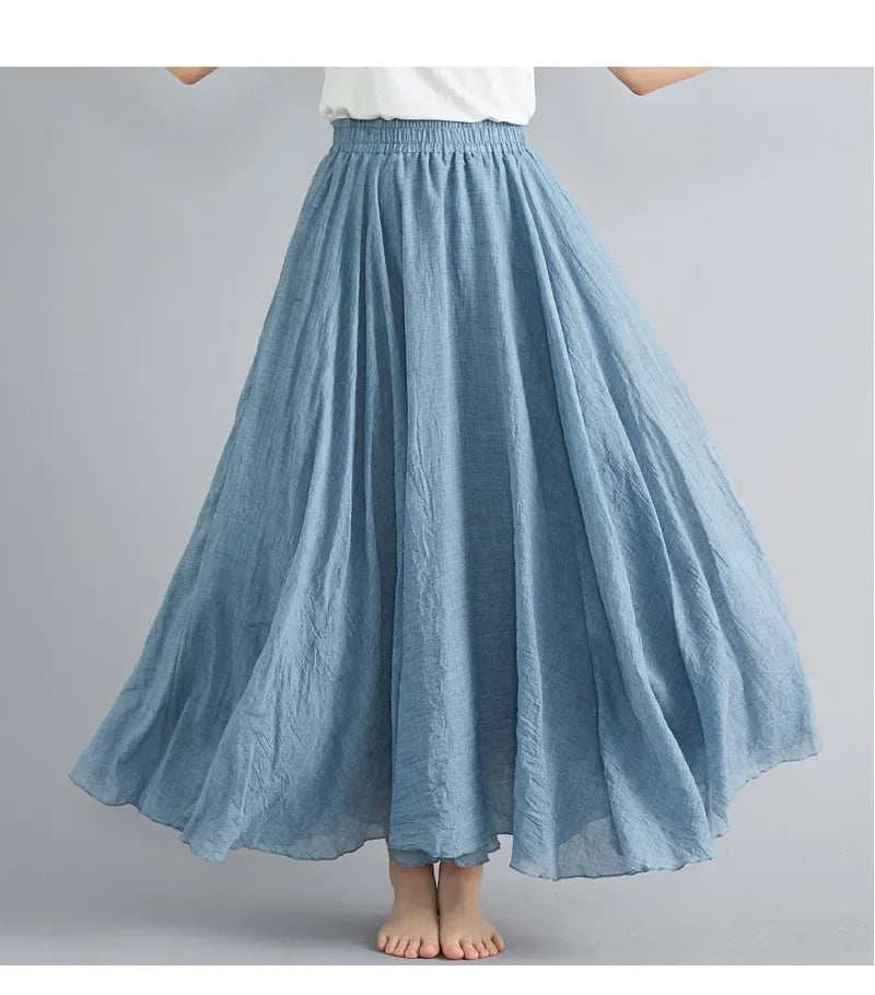 Valenzora | Fashion Cotton Linen Clothing Women's Skirts Maxi Y2K Elegant Beach Saia Ropa Mujer Casual Dress Boho Long Skirts Faldas Harajuku