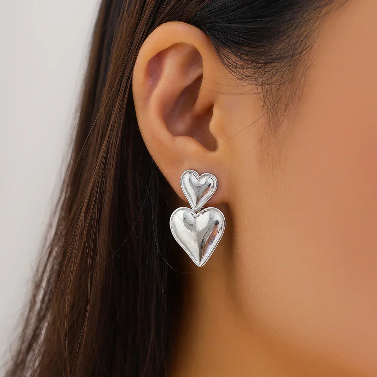 Valenzora | Stylish Double Heart Drop Earrings for Women