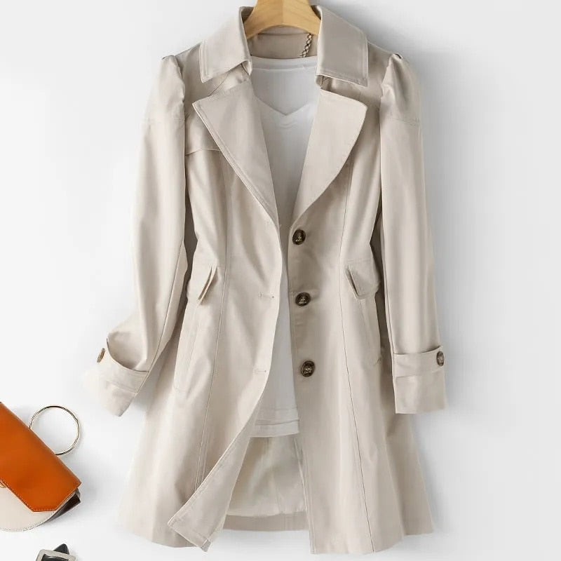 Trench coat - Autumn 2023 trend: Single-breasted mid-length trench coat for women