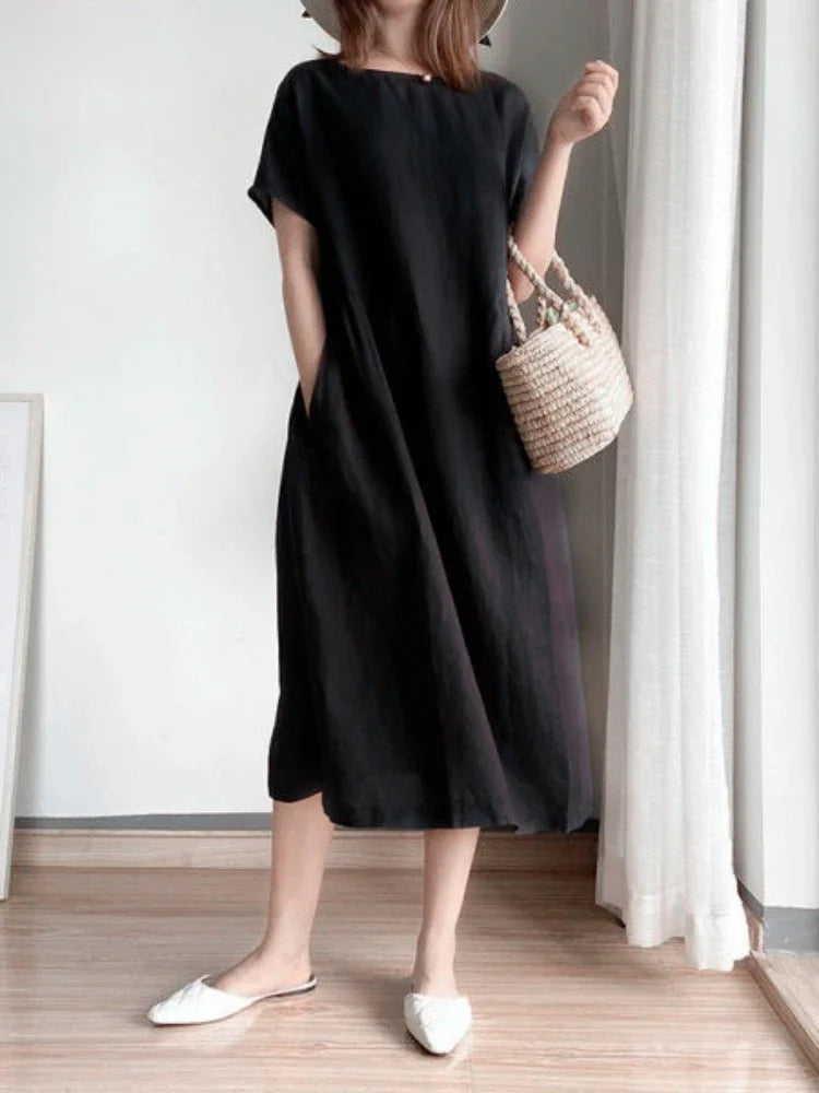 Valenzora | Solid Color Midi Dress Made of