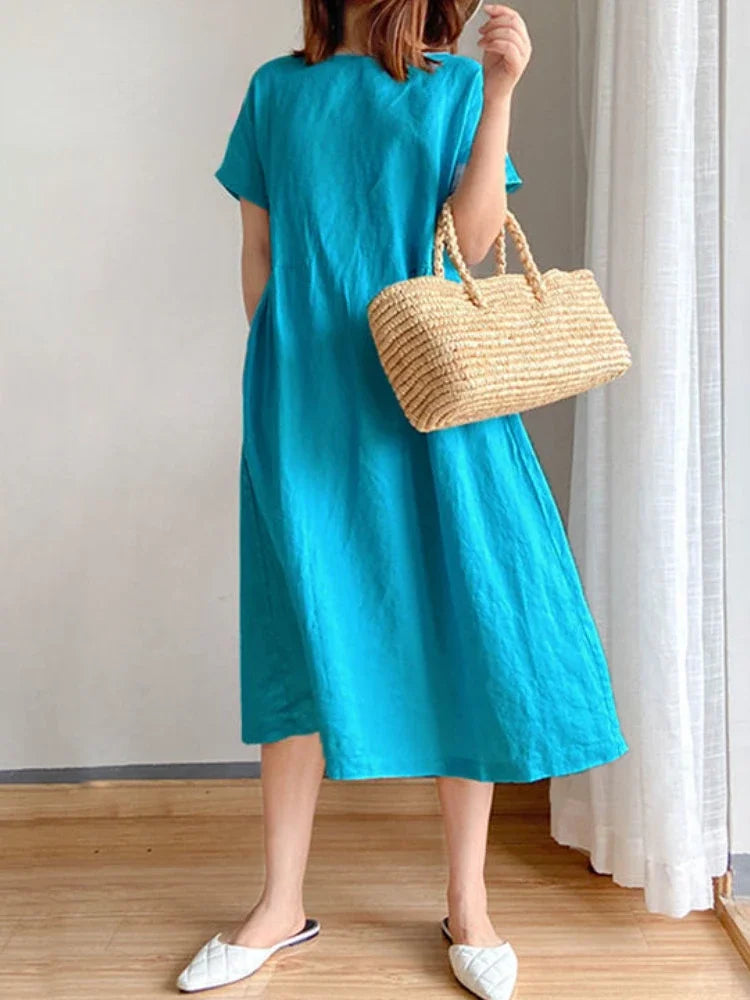 Valenzora | Solid Color Midi Dress Made of
