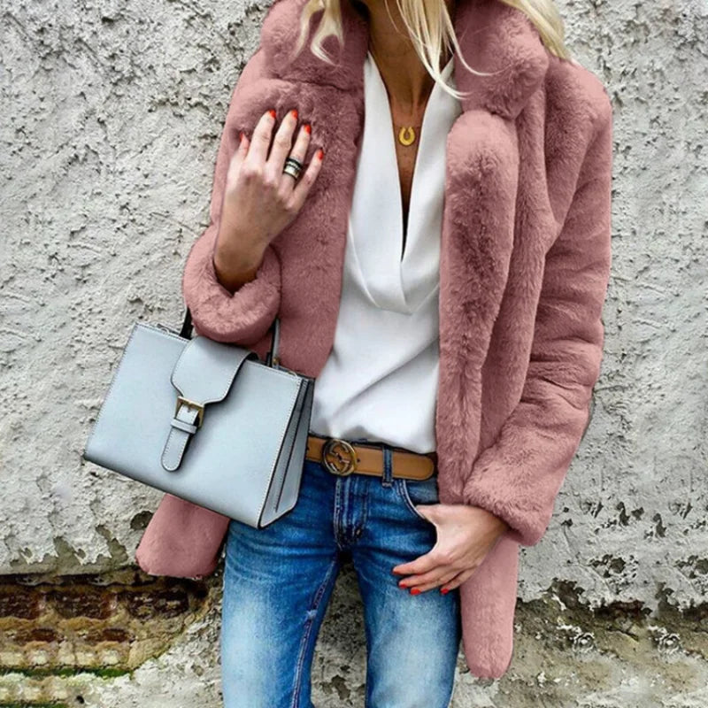 Fluffy winter coat for women