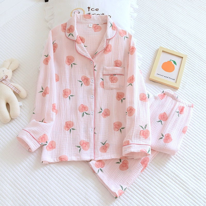 Valenzora | Schlafanzug-Set aus Baumwolle für Damen Peach