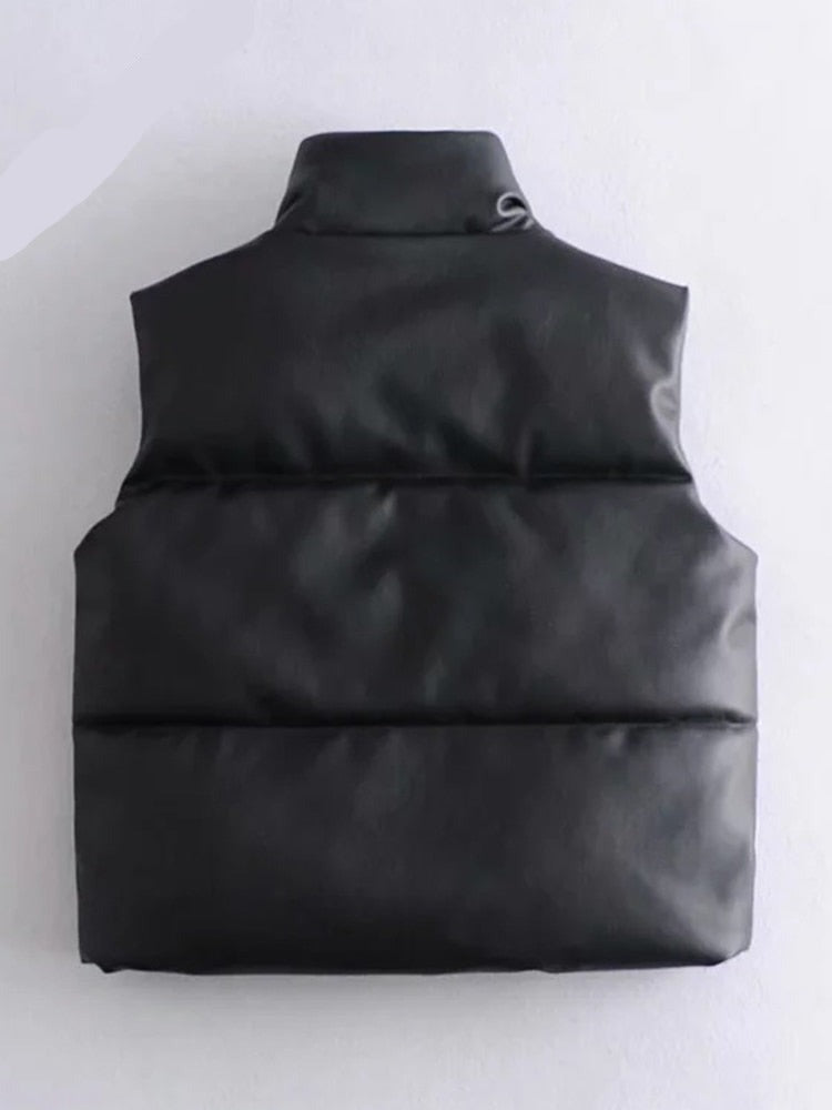 Valenzora Leather Jackets for Women | Elegant Stand-Up Collar Vests | Fashionable Zip-Up Jackets