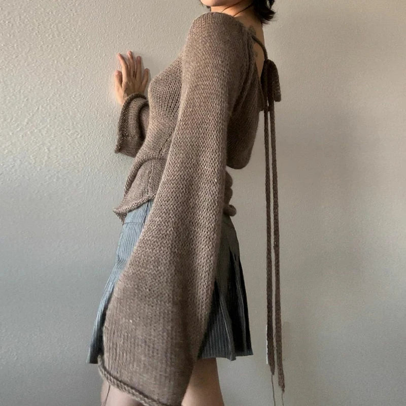 Valenzora | Locker sitzender Strickpullover mit Glockenärmeln