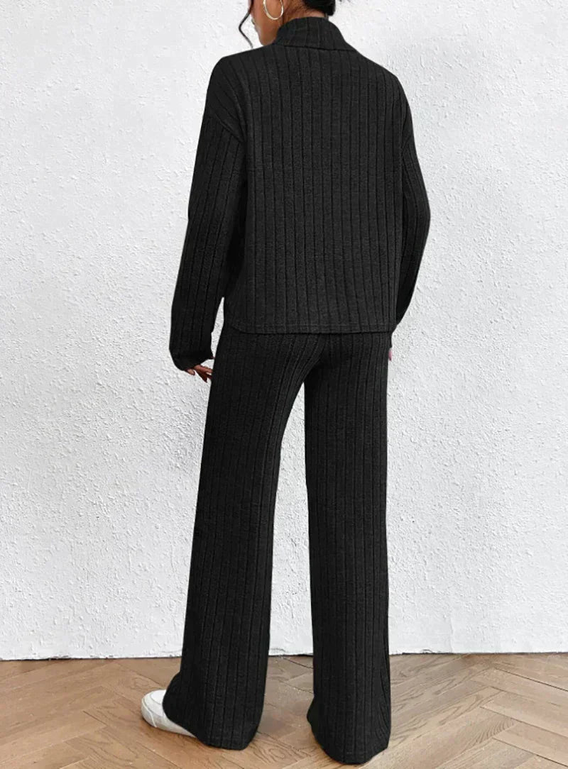 Darlene™ - Knit trousers and roll-neck sweater for women