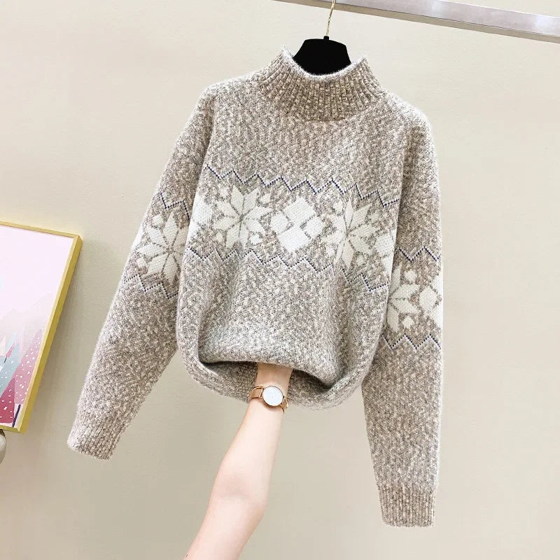 Valenzora - Ugly Christmas Sweater - Cozy Snowflake Turtleneck