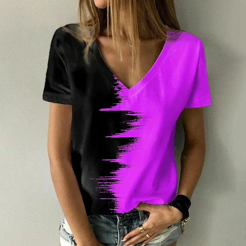 Valenzora | V-Ausschnitt T-Shirt mit kurzen Ärmeln