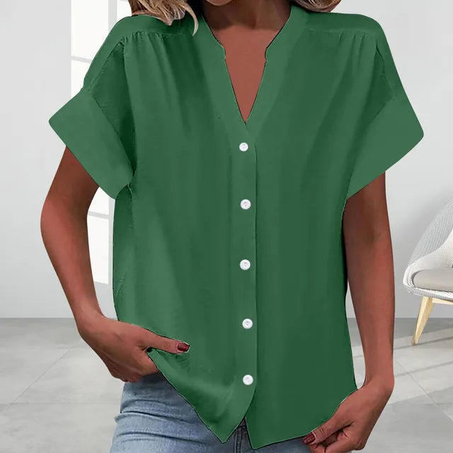 Valenzora | Casual V-neck top with short sleeves