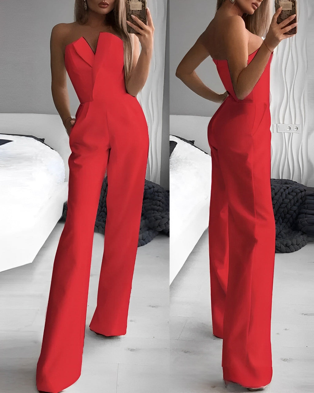 Valenzora | Sleeveless V-neck jumpsuit for summer