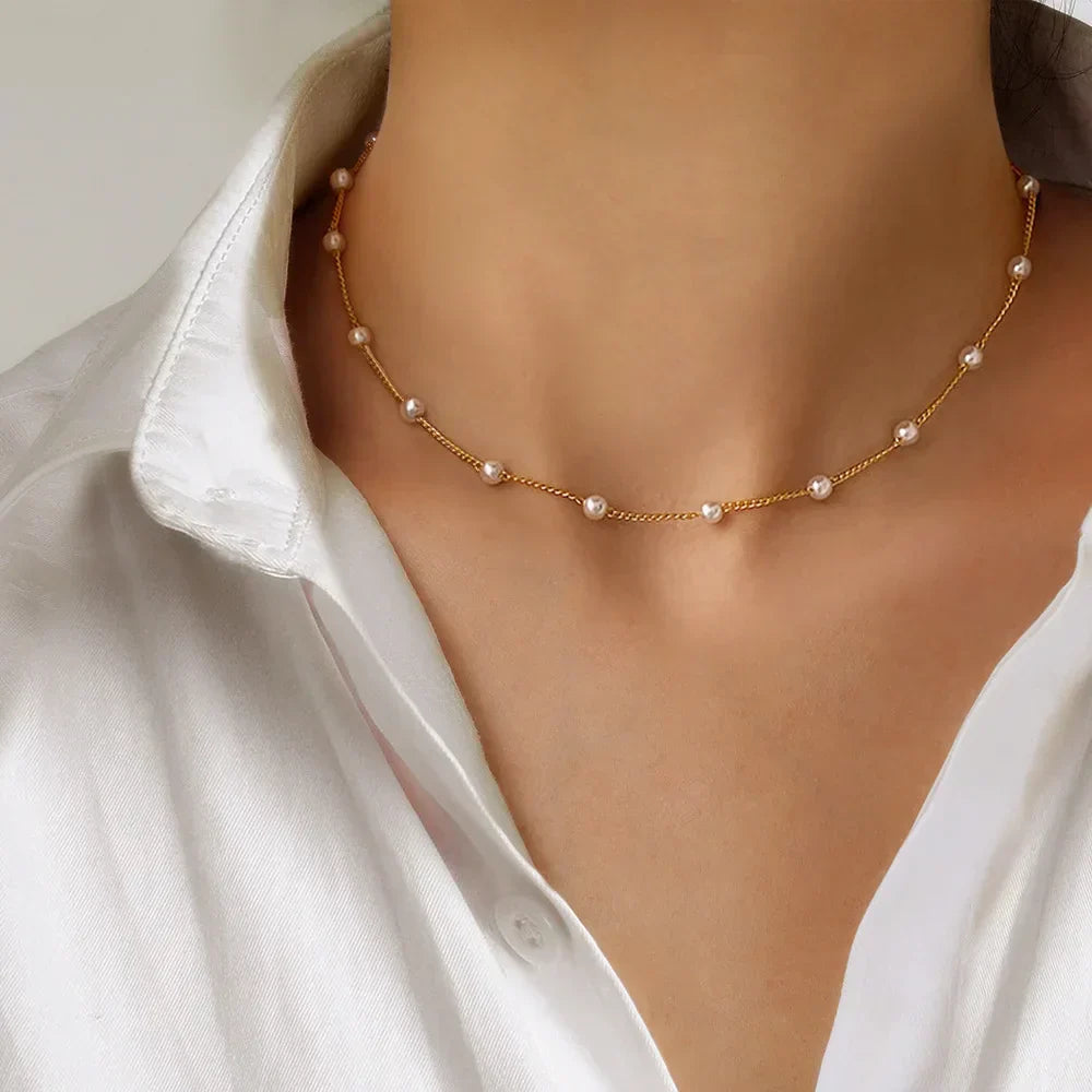 Valenzora | Perlen-Choker-Halskette mit Herz für Frauen