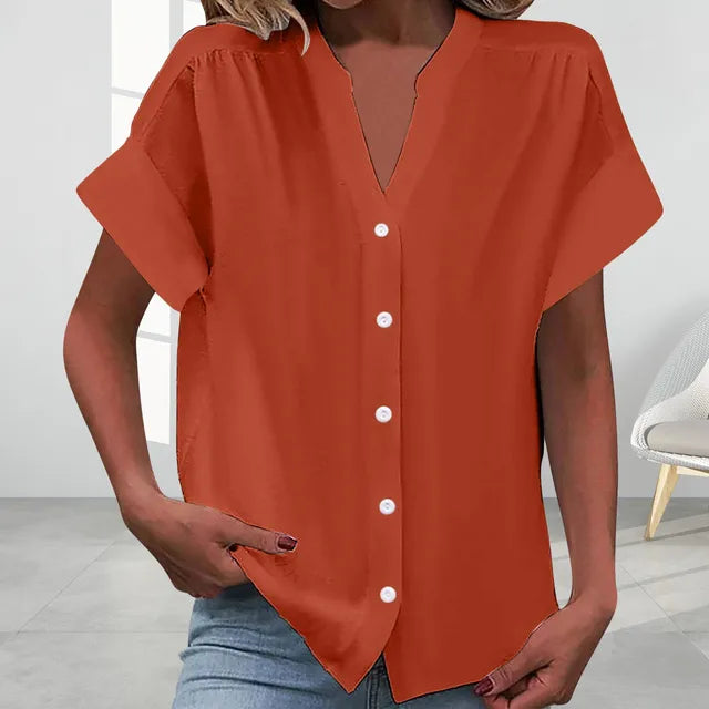 Valenzora | Casual V-neck top with short sleeves