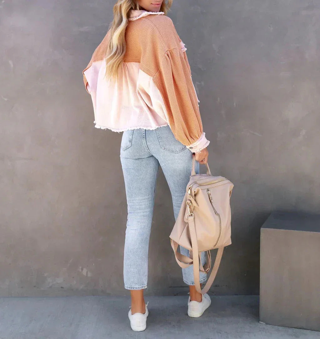 Valenzora Vintage Jacke | Modische Puffärmel-Langarmjacke für moderne Frauen mit Taschen