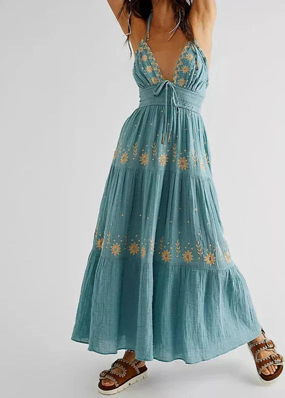 Valenzora | Langes blaues Vintage-Kleid