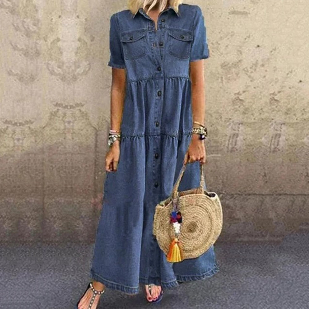 Valenzora | Classic slimming denim dress