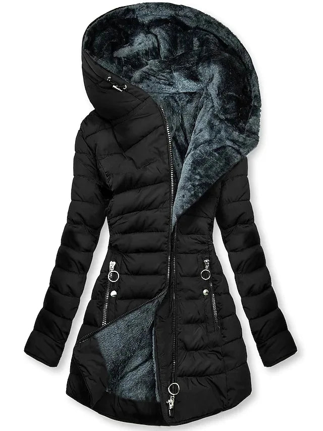 Valenzora - Women's winter coat - With fur collar, hood and zipper