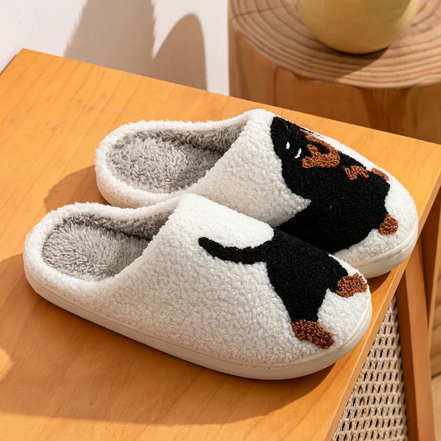 Valenzora | Women's Slippers Small Black Dog Soft Plush Slippers