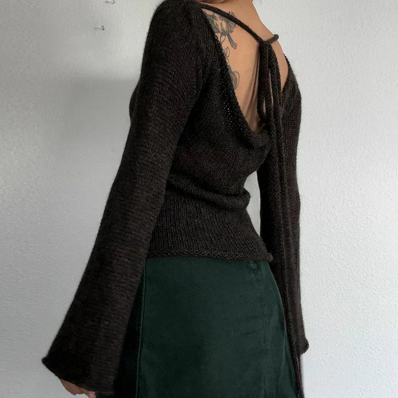 Valenzora | Locker sitzender Strickpullover mit Glockenärmeln