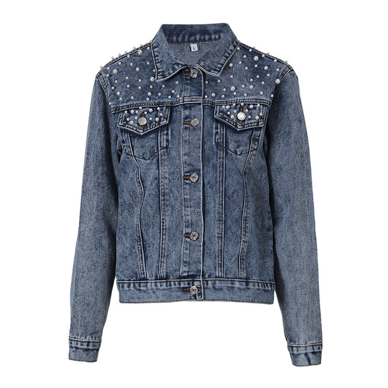 Valenzora | Casual denim jacket with pearls