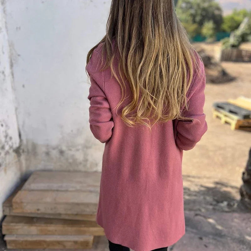 Valenzora | Einfarbiger mittellanger Cardigan-Mantel