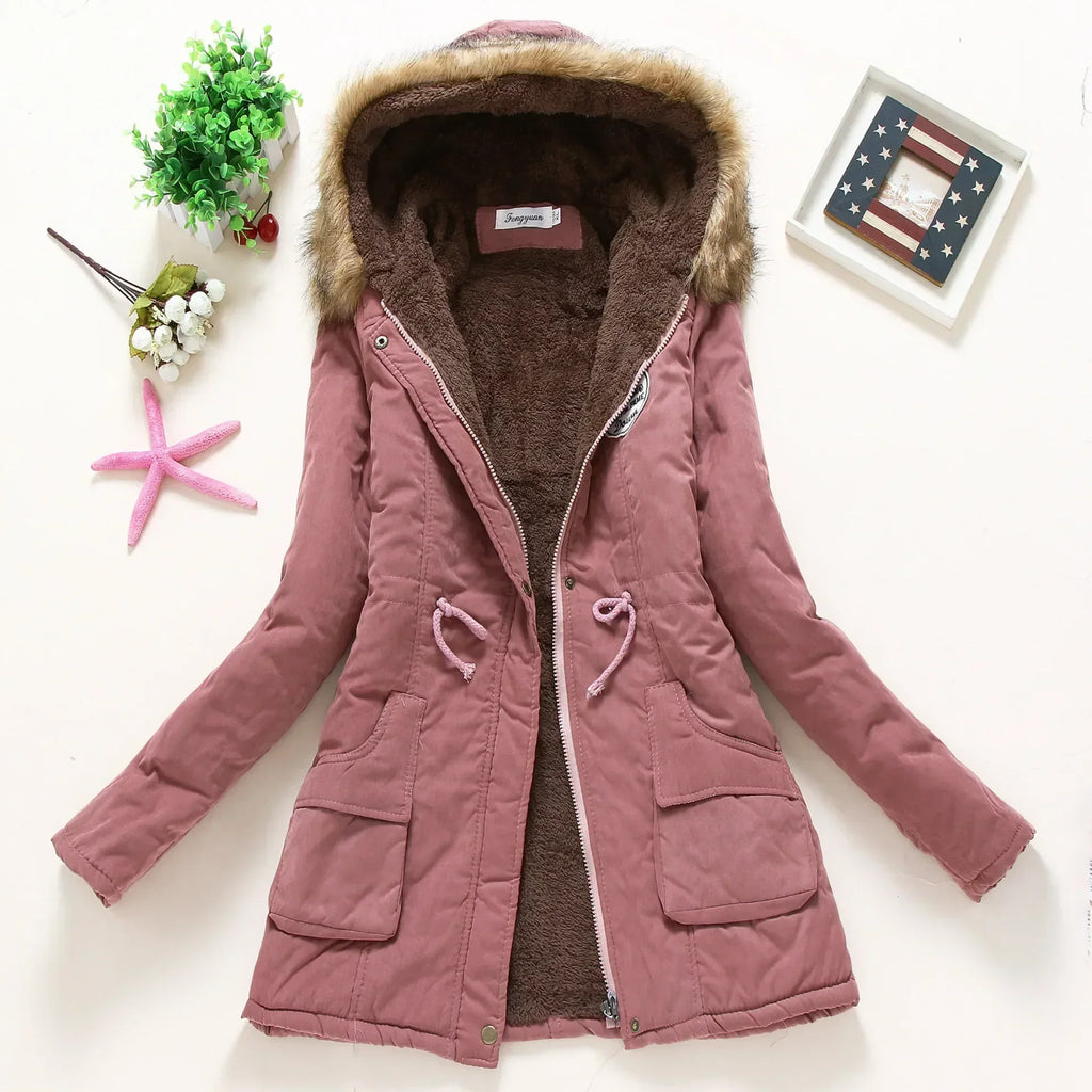 Valenzora | Fashionable winter jacket with faux fur trim