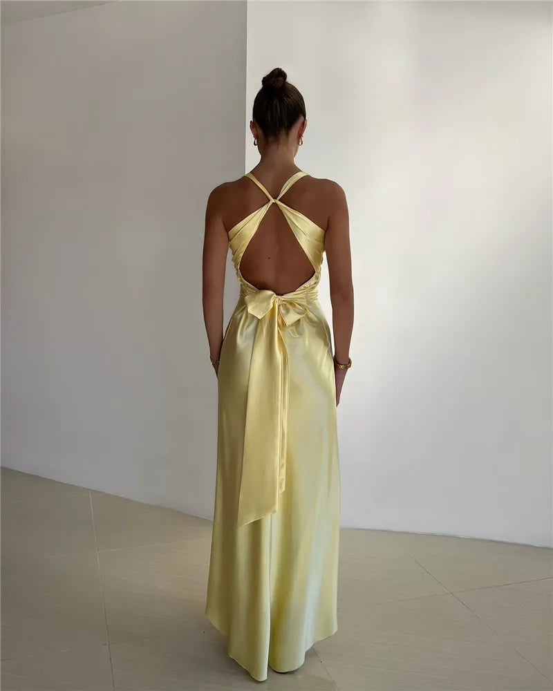 Valenzora | Bow Backless Evening Maxi Dress