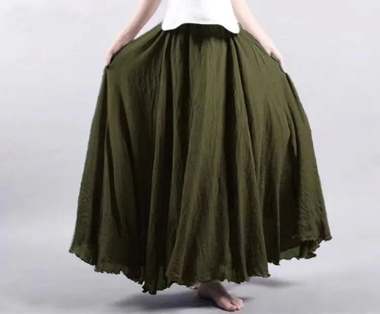 Valenzora | Fashion Cotton Linen Clothing Women's Skirts Maxi Y2K Elegant Beach Saia Ropa Mujer Casual Dress Boho Long Skirts Faldas Harajuku