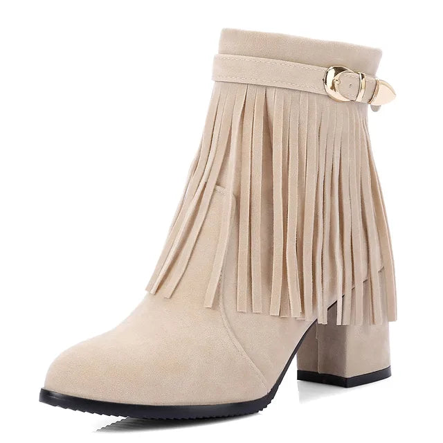 Valenzora | Cowboy ankle boots with fringe tassel