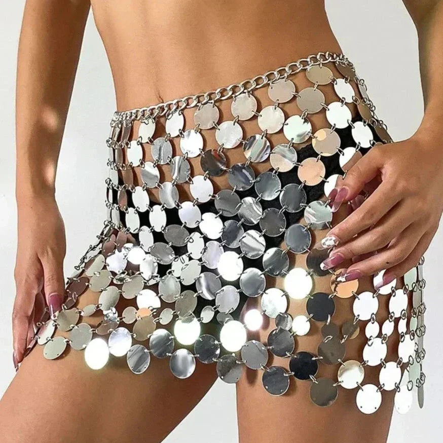 Valenzora | Shiny sequin mini skirt