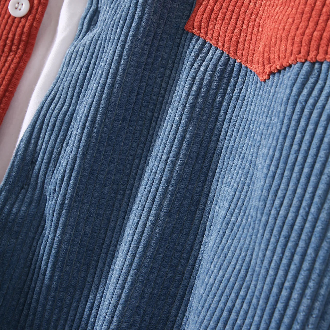 Valenzora | Two-tone corduroy shirt with contrast pocket