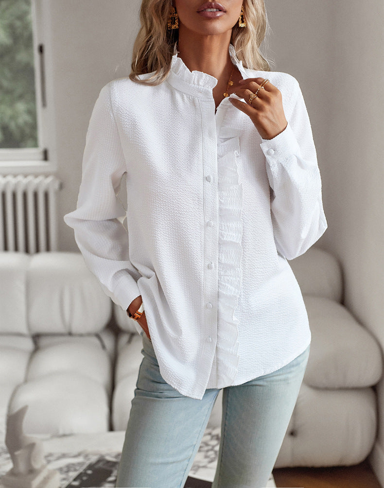 Valenzora | Elegant shirt with ruffled collar
