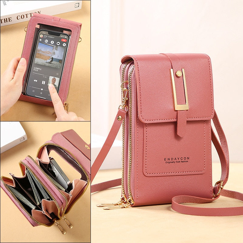 Valenzora Leather Smartphone Clutch | Women's Handbag with Touchscreen Window