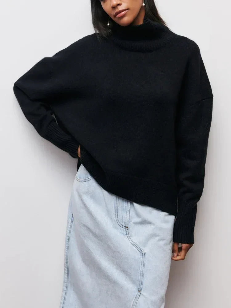 Oversized knitted turtleneck sweater