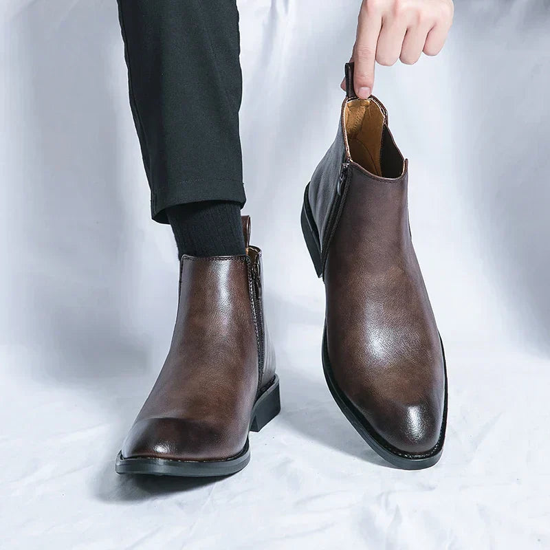 Valenzora | Leather boots with zipper