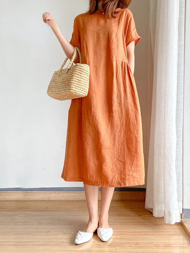 Valenzora | Solid Color Midi Dress Made of