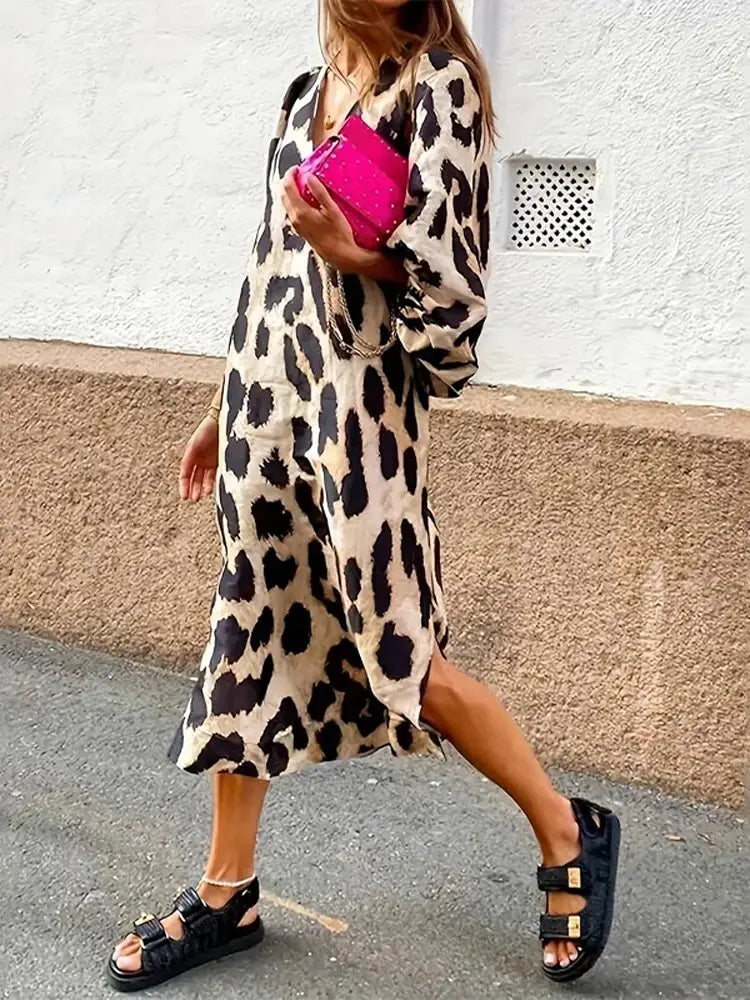 Valenzora | Leopardkleid mit Dreiviertelärmeln