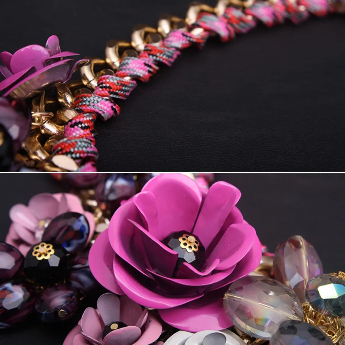 Valenzora | Vintage Jewelry Elegant Prom Party Beauty Pageant Wedding Gift Floral Blossom Flower Chunky Statement Necklace for Women Accessories