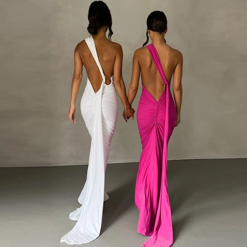 Valenzora | Elegant bodycon dress with a one-shoulder high back