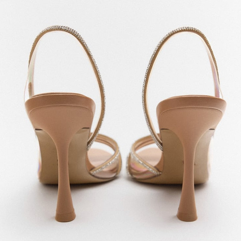 Valenzora Elegante Sandaletten mit hohem Absatz | Stiletto-Slingback-Peeptoe-Schuhe