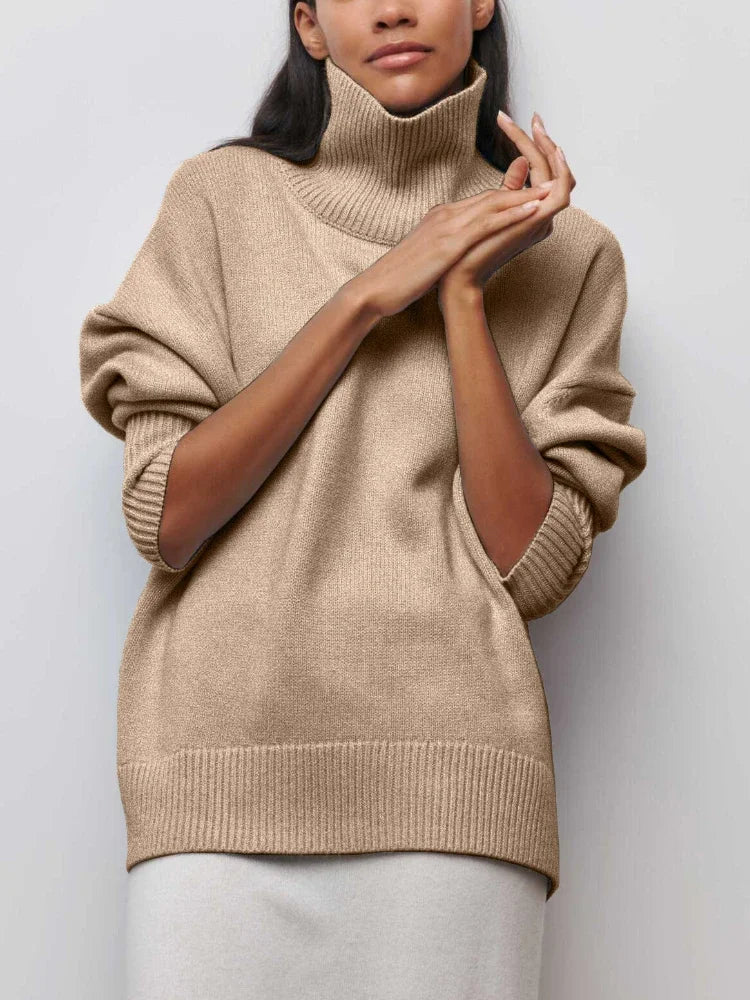 Oversized knitted turtleneck sweater