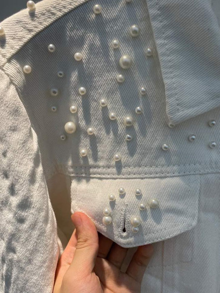 Valenzora | Casual denim jacket with pearls