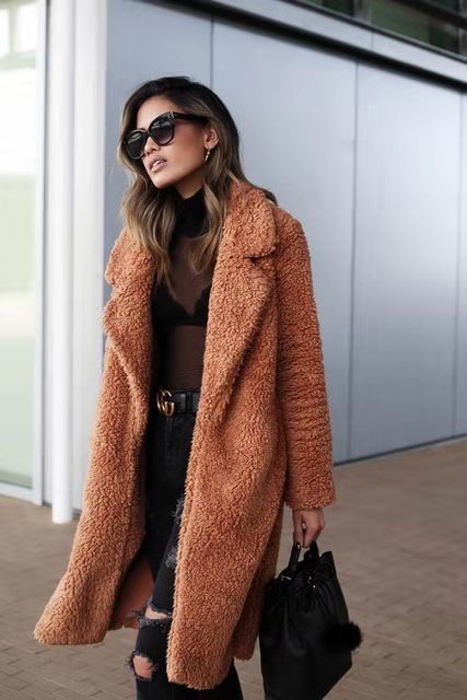 Valenzora Hidden Pocket Teddy-Mantel
