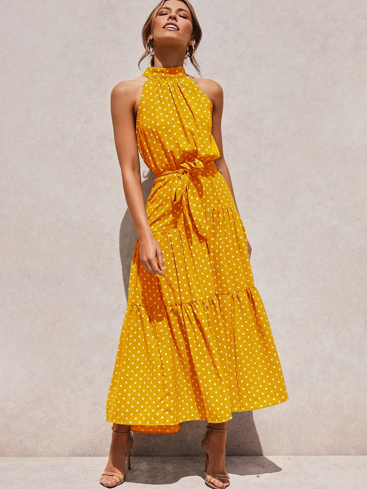 Valenzora | Polka dot halter dress