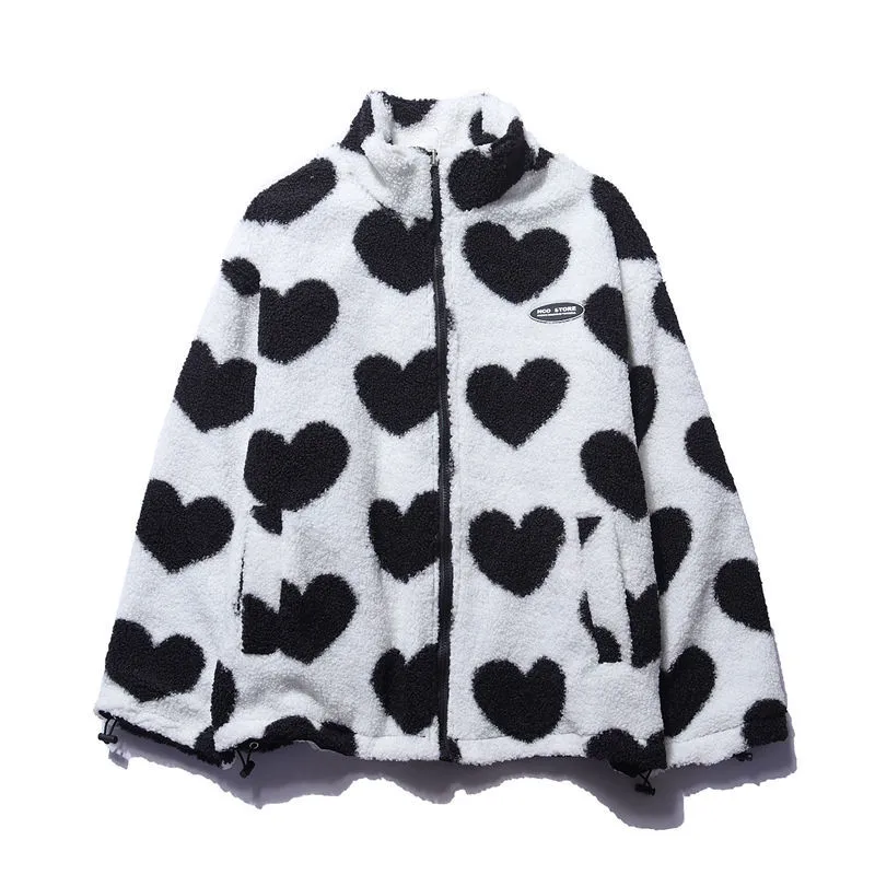 Valenzora | Reversible heart fleece jacket