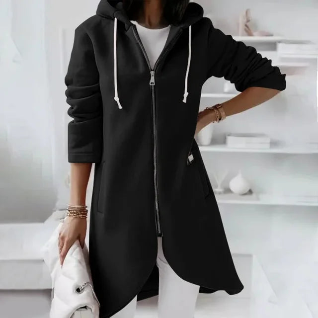 Valenzora | Hooded cardigan with curved hem