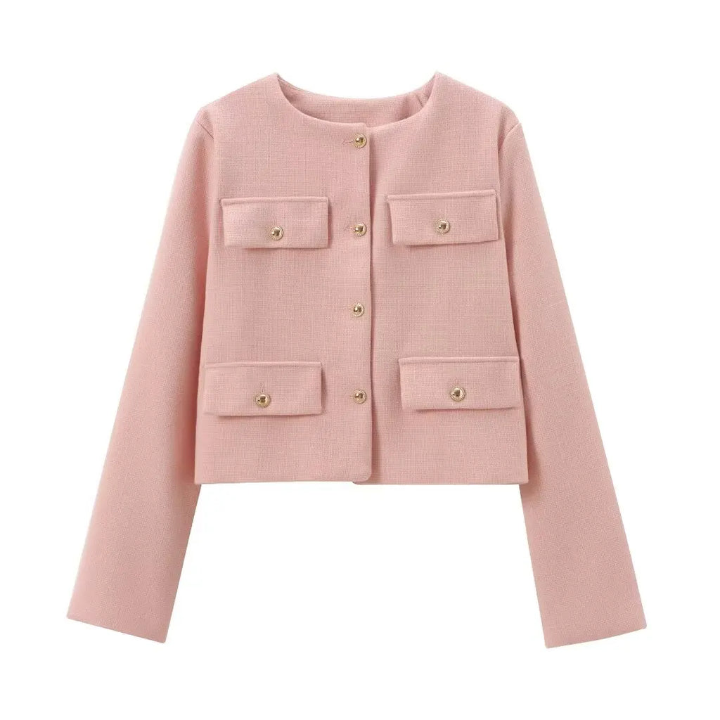 Valenzora - Trendy Buttoned Short Blazer