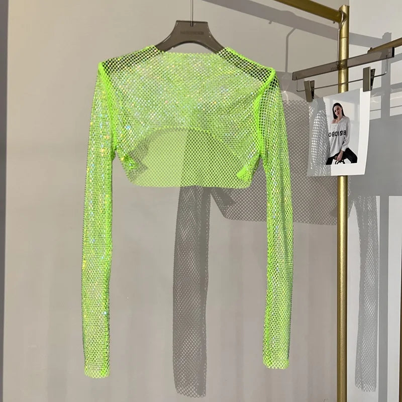 Valenzora | Diamond Long Sleeve Mesh Top