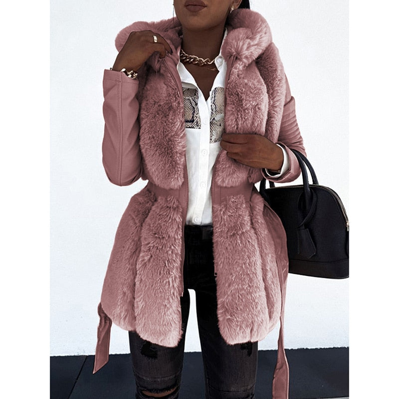 Valenzora Faux Fur Leather Coat