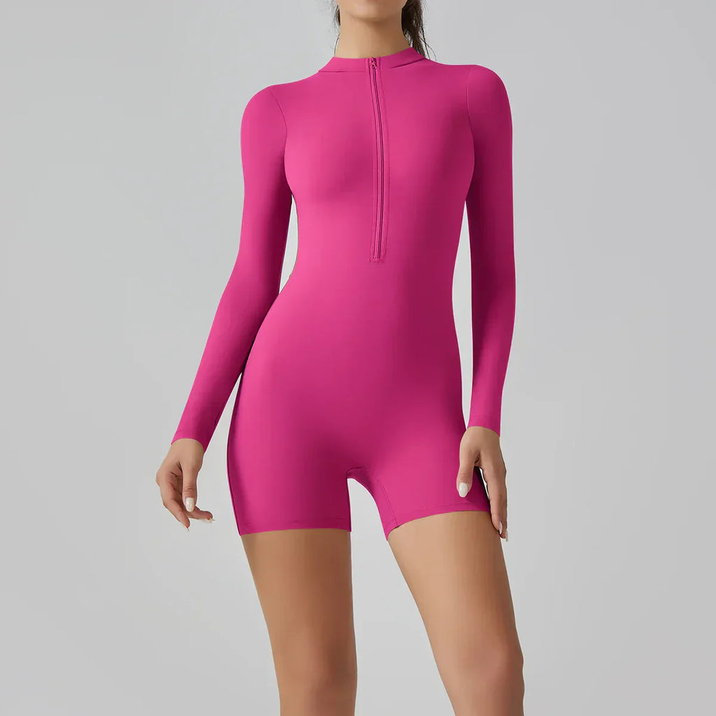 High-waisted tracksuit set with zipper, jumpsuit