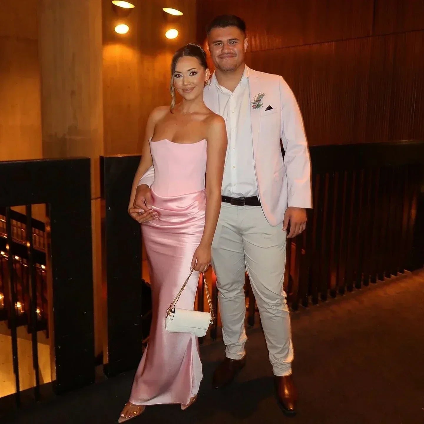 Valenzora | Strapless Pink Satin Ball Gown